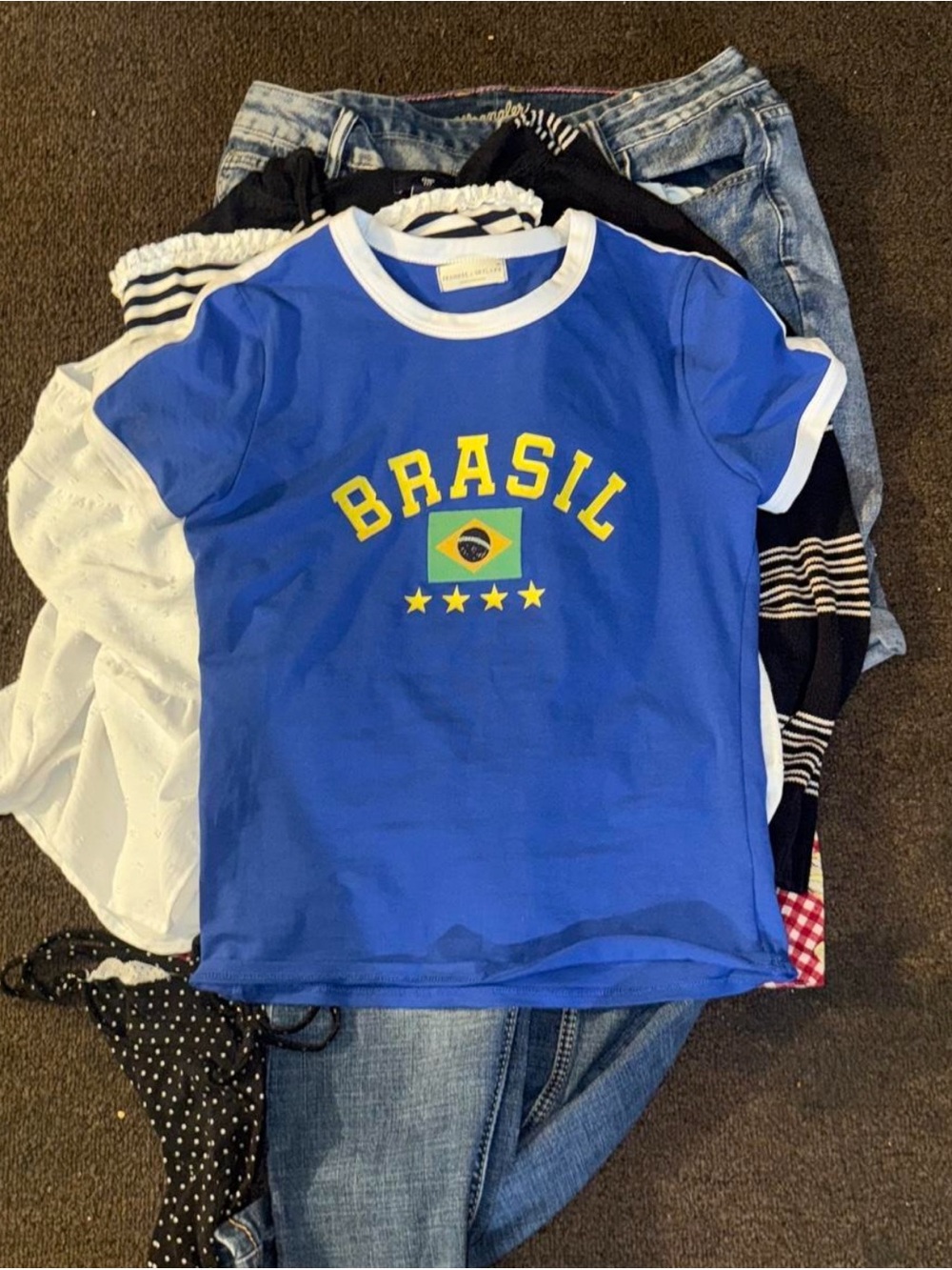 Frankee Skylar Brazil Blue Ringer Tee Size
M